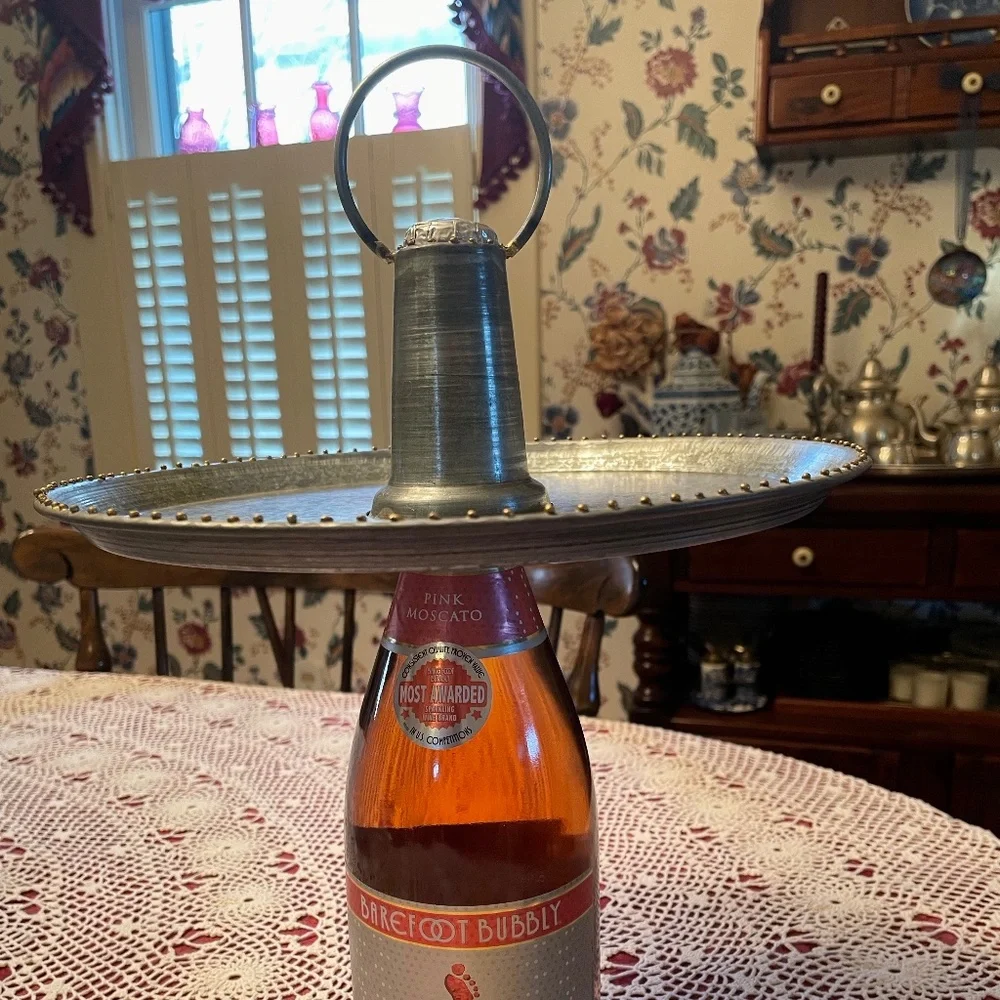 Over the wine bottle cheese tray w set of cork fairy lights/ never used